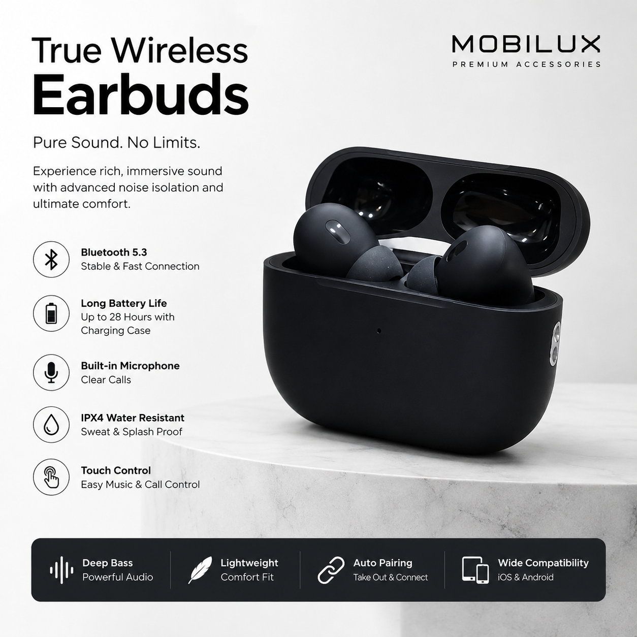 Wireless Earbuds With Charging Case