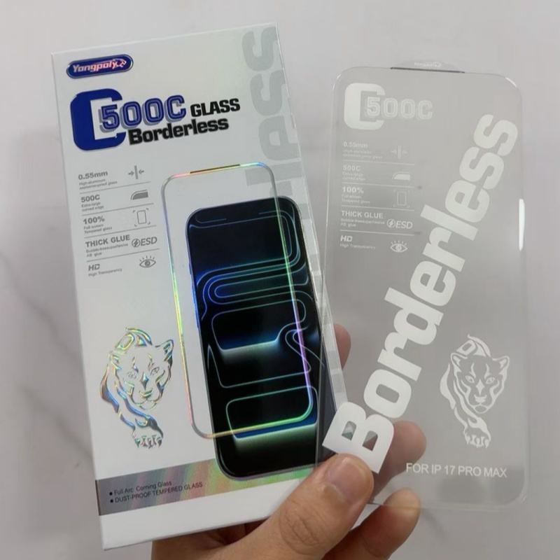 iPhone 17 Pro Max 500C Borderless Tempered Glass Screen Protector