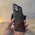 Vivo V60 Lite Magnetic Ring Shockproof Back Cover – Transparent Hybrid Protective Case