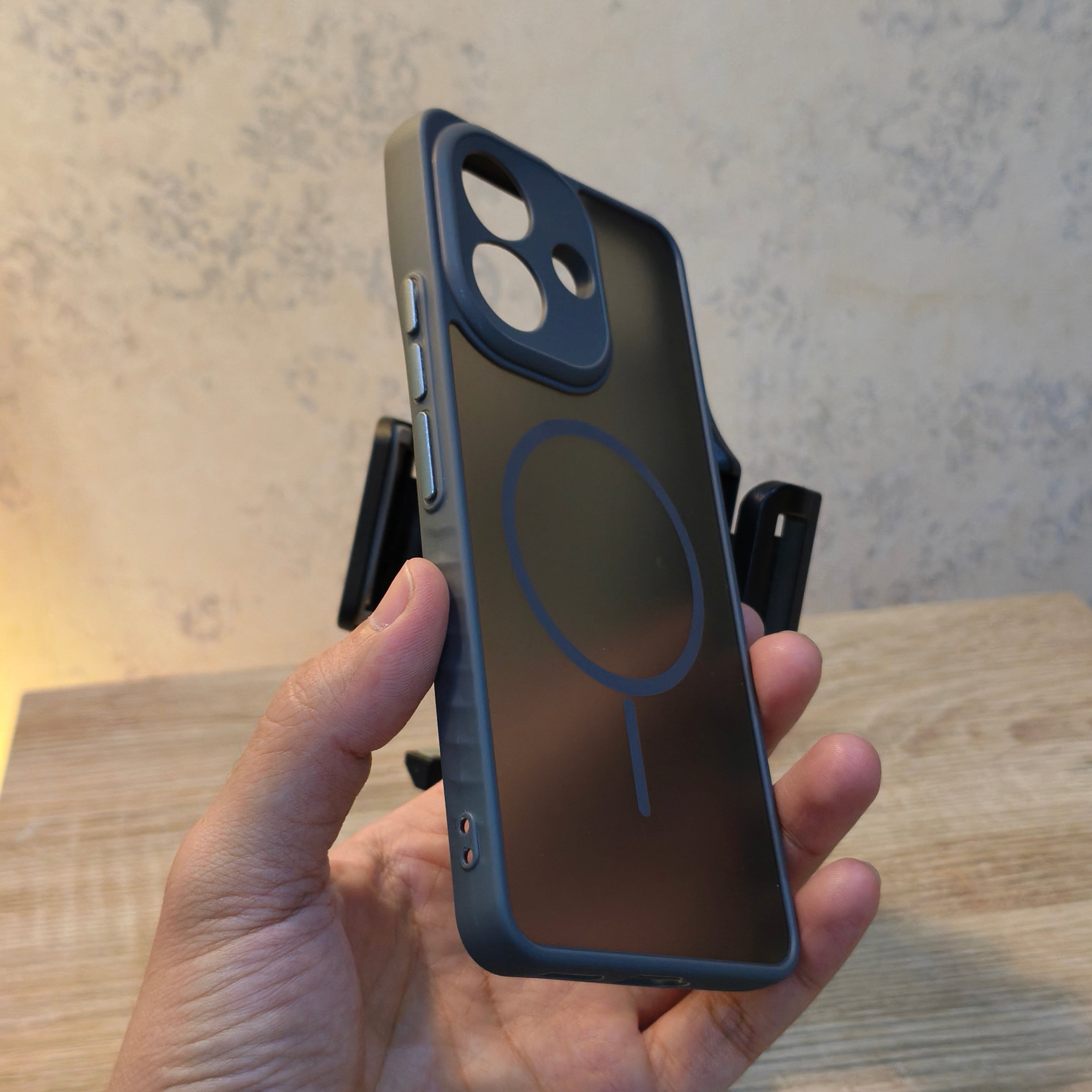Vivo V60 Lite Magnetic Ring Shockproof Back Cover – Transparent Hybrid Protective Case