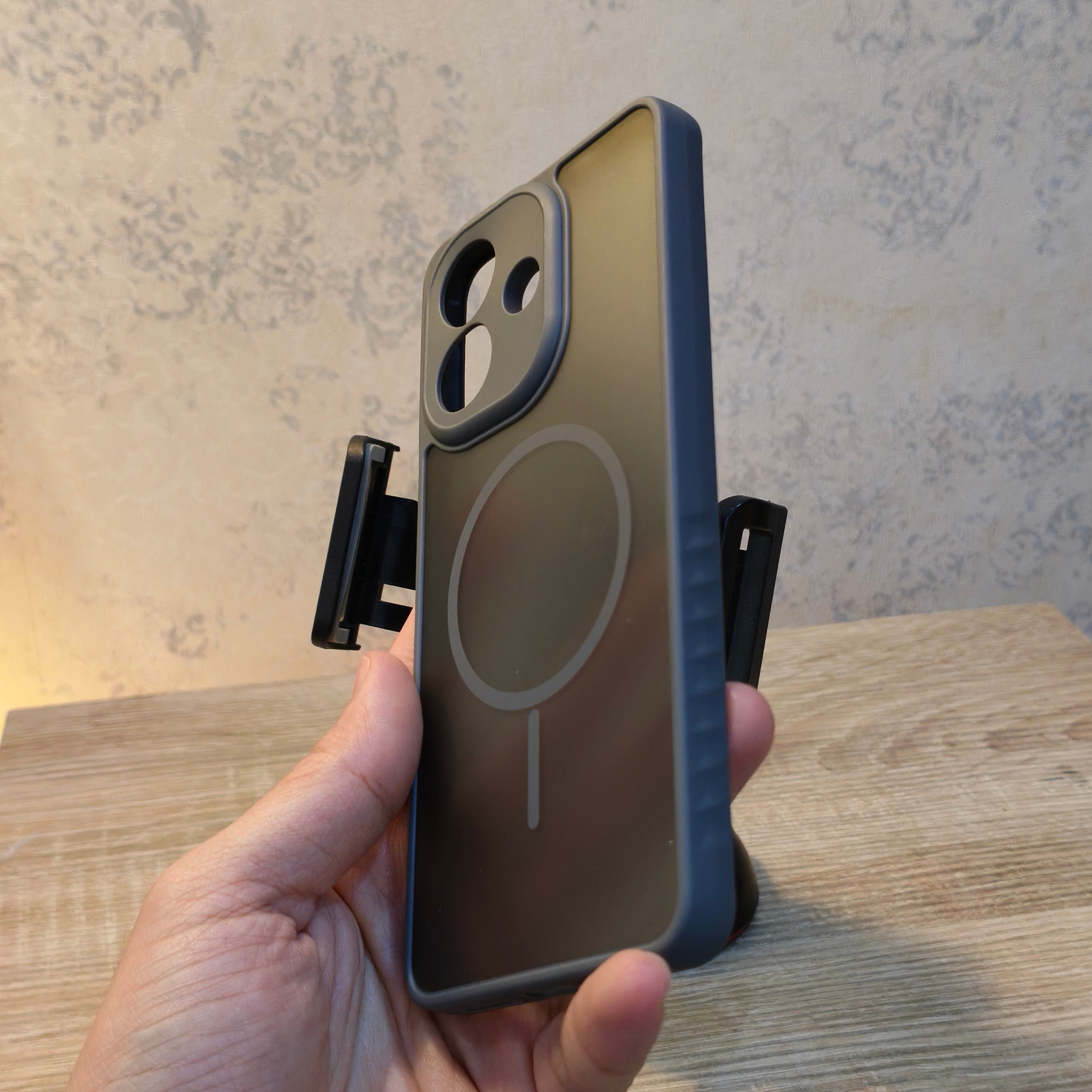 Vivo V60 Lite Magnetic Ring Shockproof Back Cover – Transparent Hybrid Protective Case