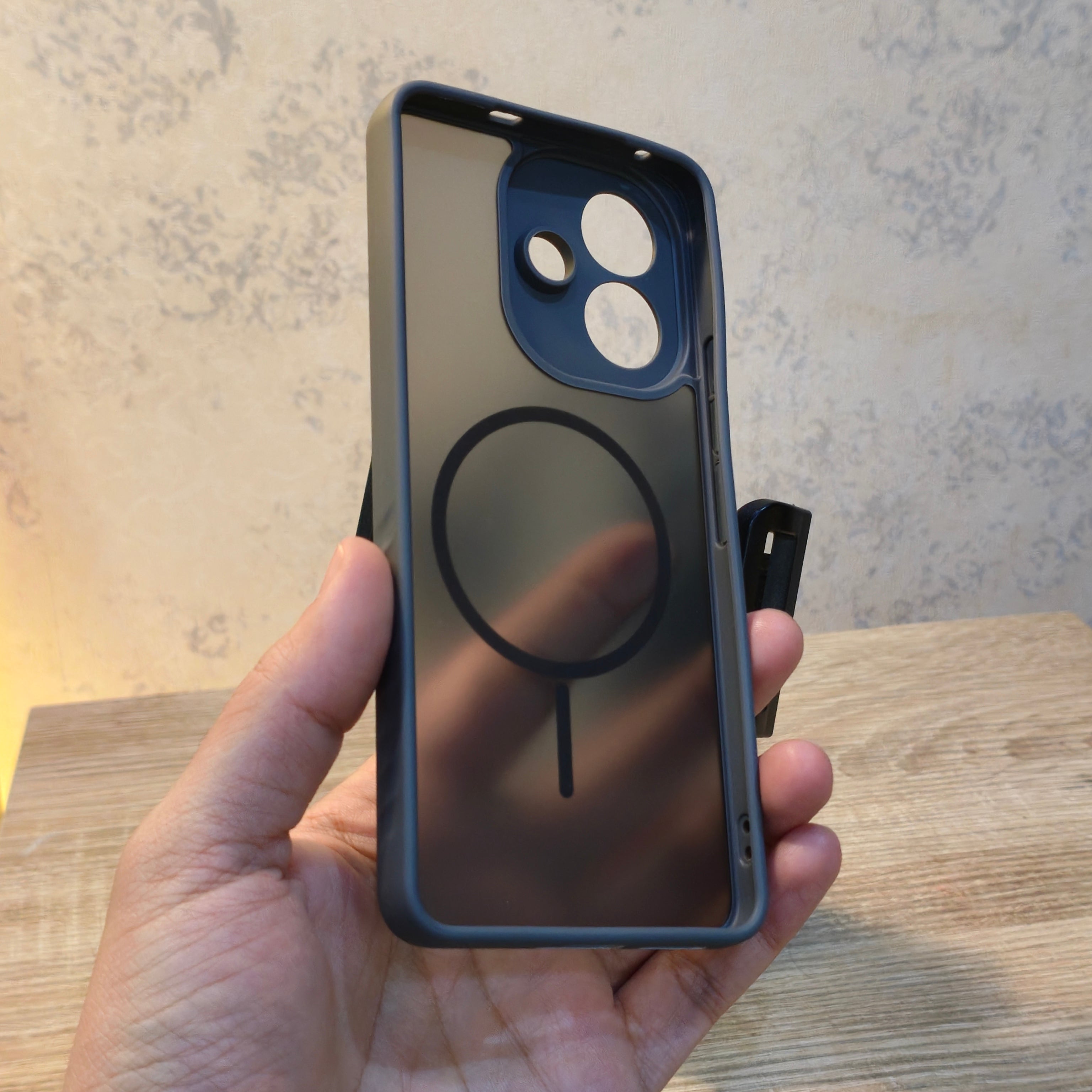 Vivo V60 Lite Magnetic Ring Shockproof Back Cover – Transparent Hybrid Protective Case