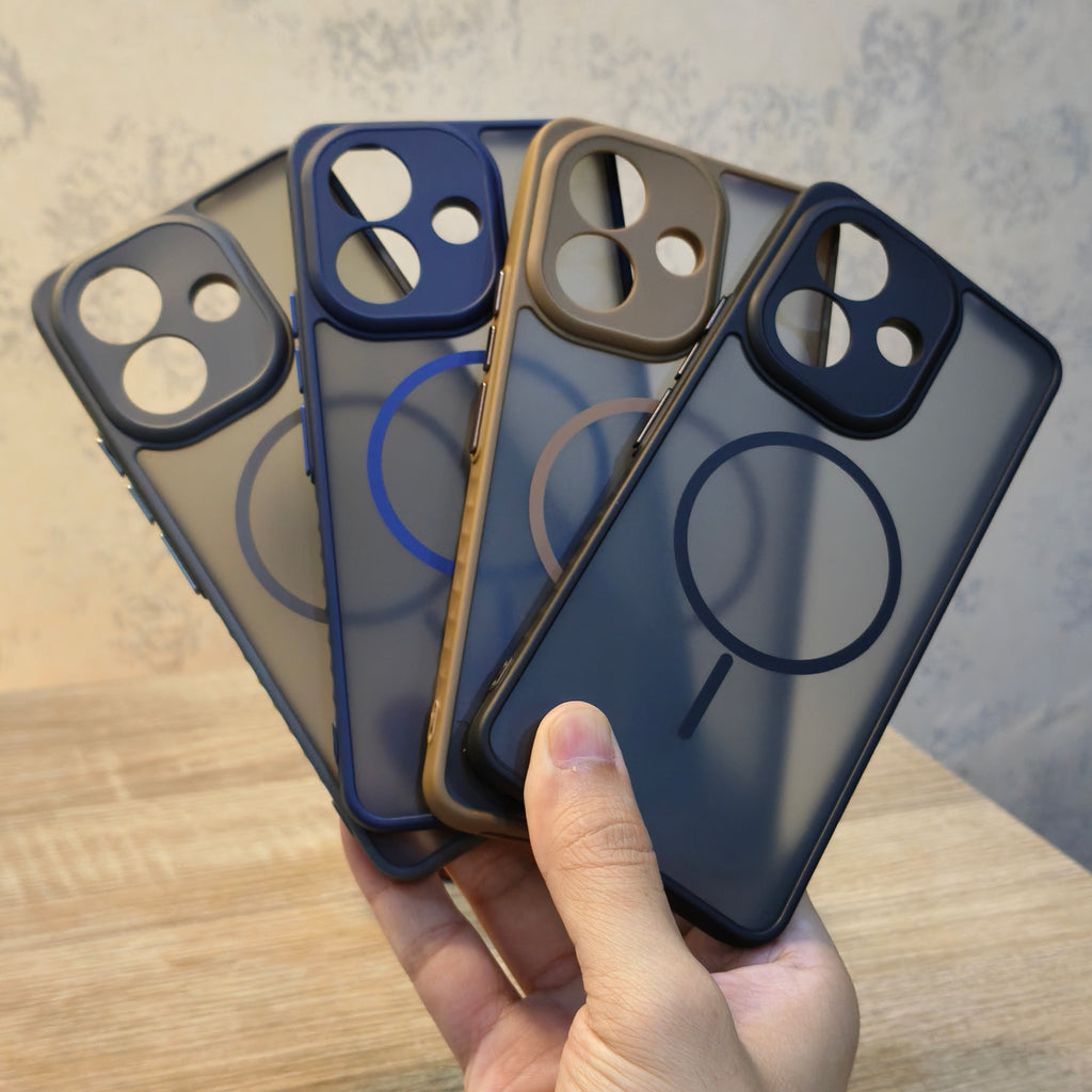Vivo V60 Lite Magnetic Ring Shockproof Back Cover – Transparent Hybrid Protective Case