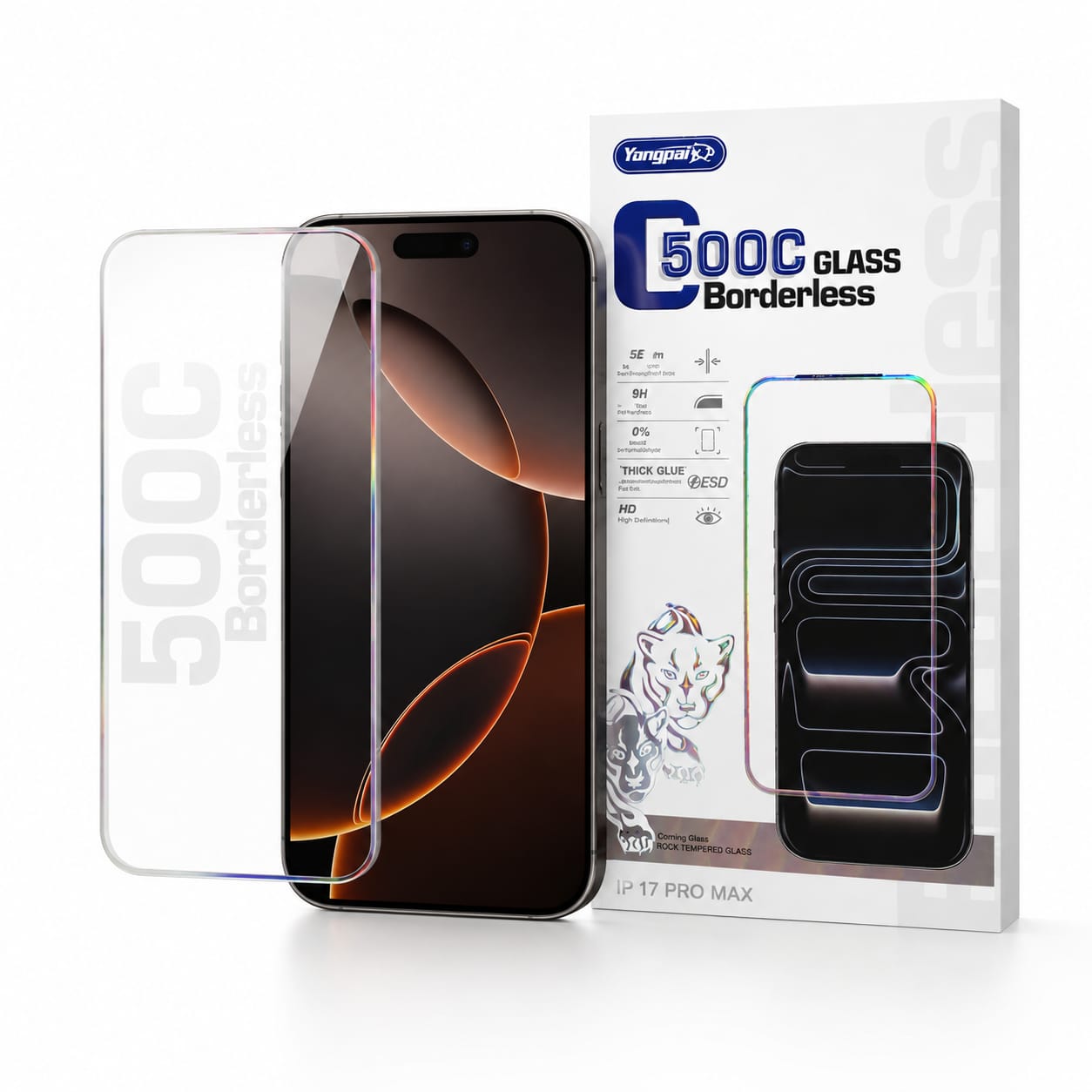 iPhone 17 Pro Max 500C Borderless Tempered Glass Screen Protector