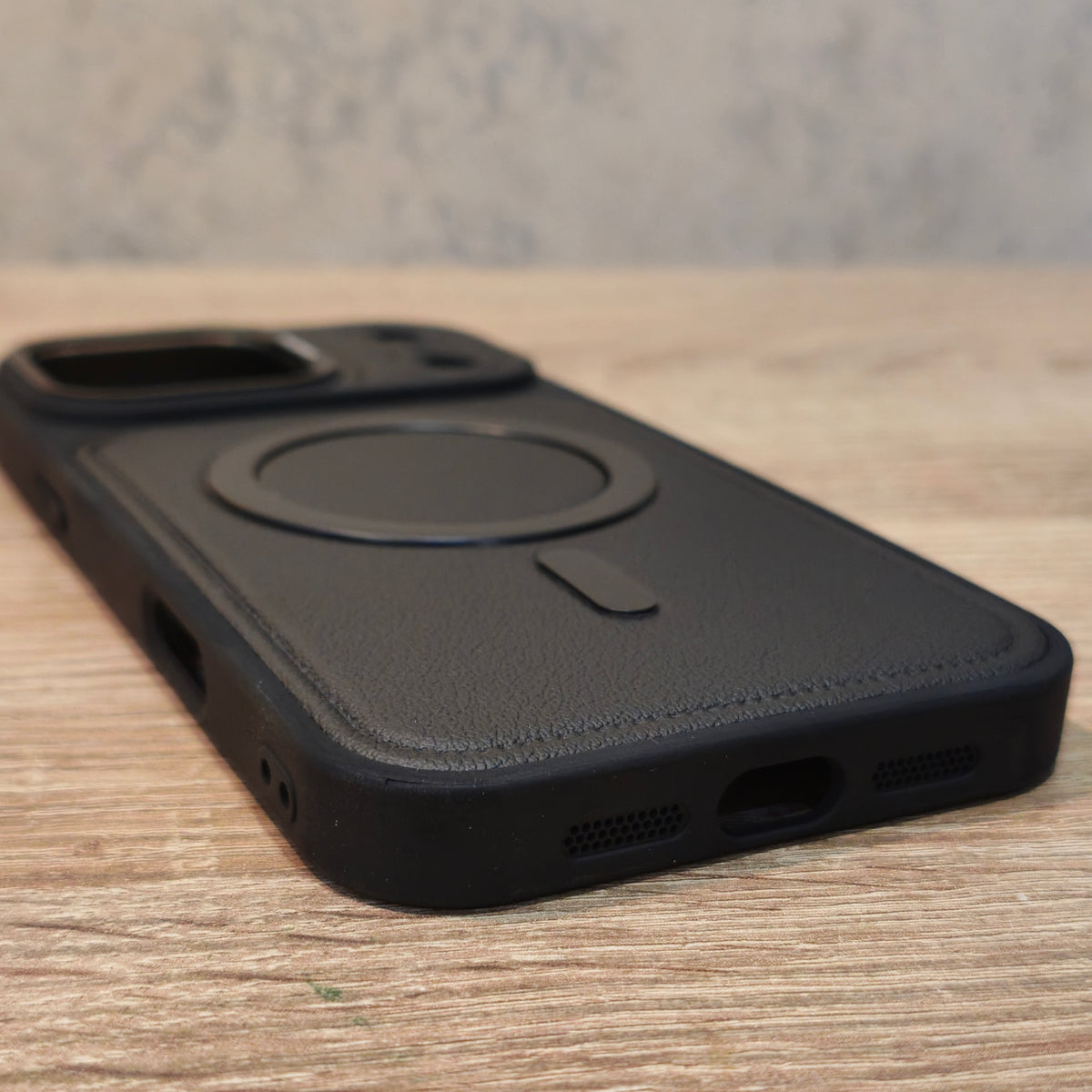 iPhone 17 Pro Max Premium Leather-Style Magnetic Ring Back Cover