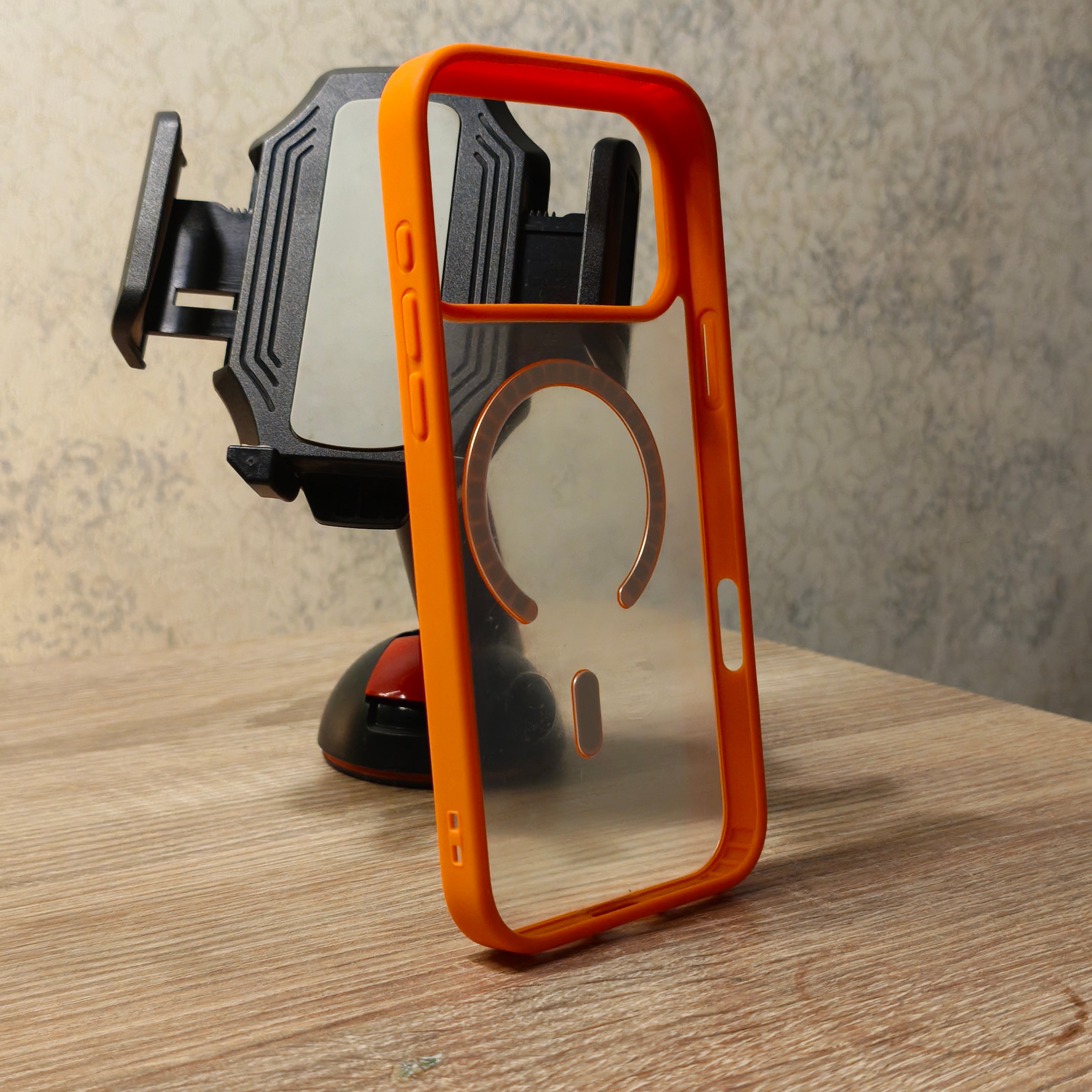 iPhone 17 Pro Max Premium Clear & Orange Magnetic Magsafe cover