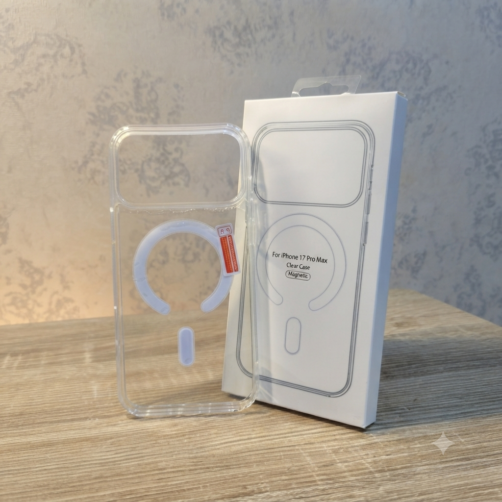 iPhone 17 Pro Max Premium Clear & Orange Magnetic Magsafe cover