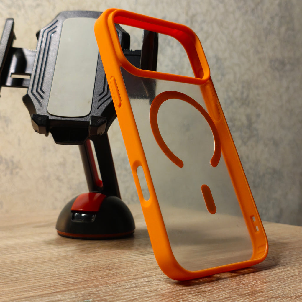 iPhone 17 Pro Max Premium Clear & Orange Magnetic Magsafe cover