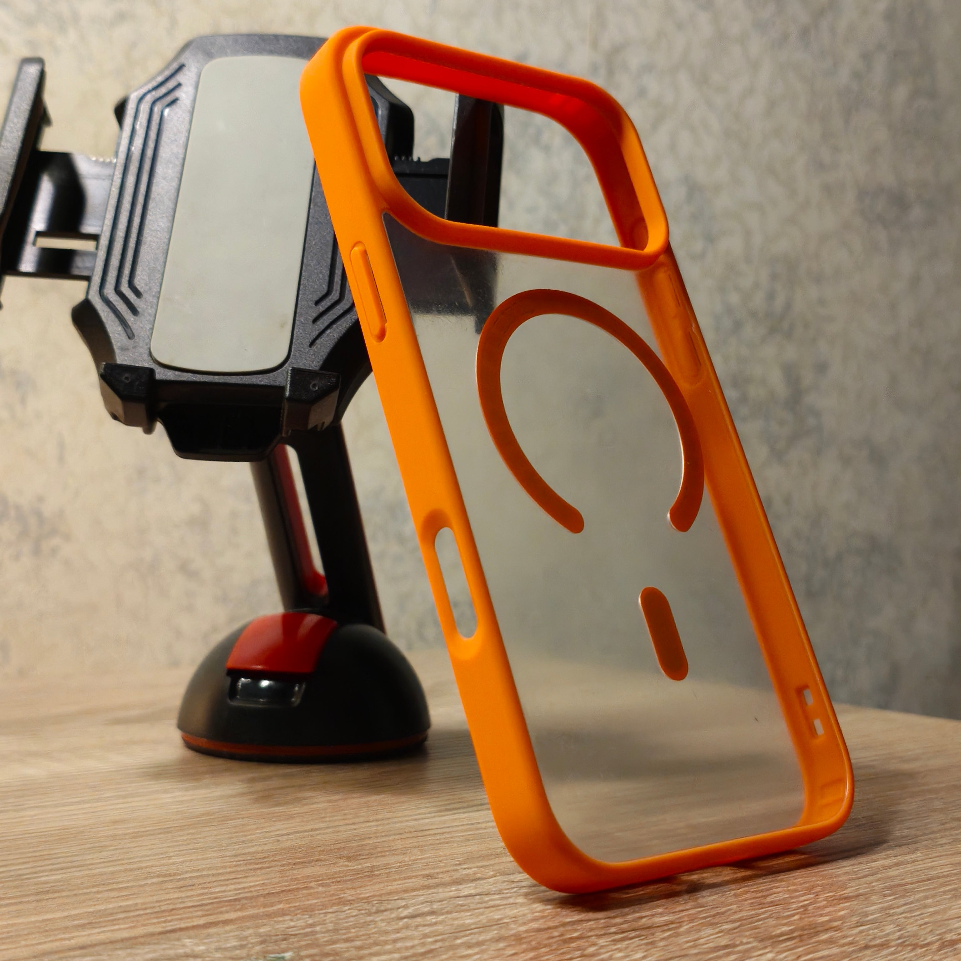 iPhone 17 Pro Max Premium Clear & Orange Magnetic Magsafe cover
