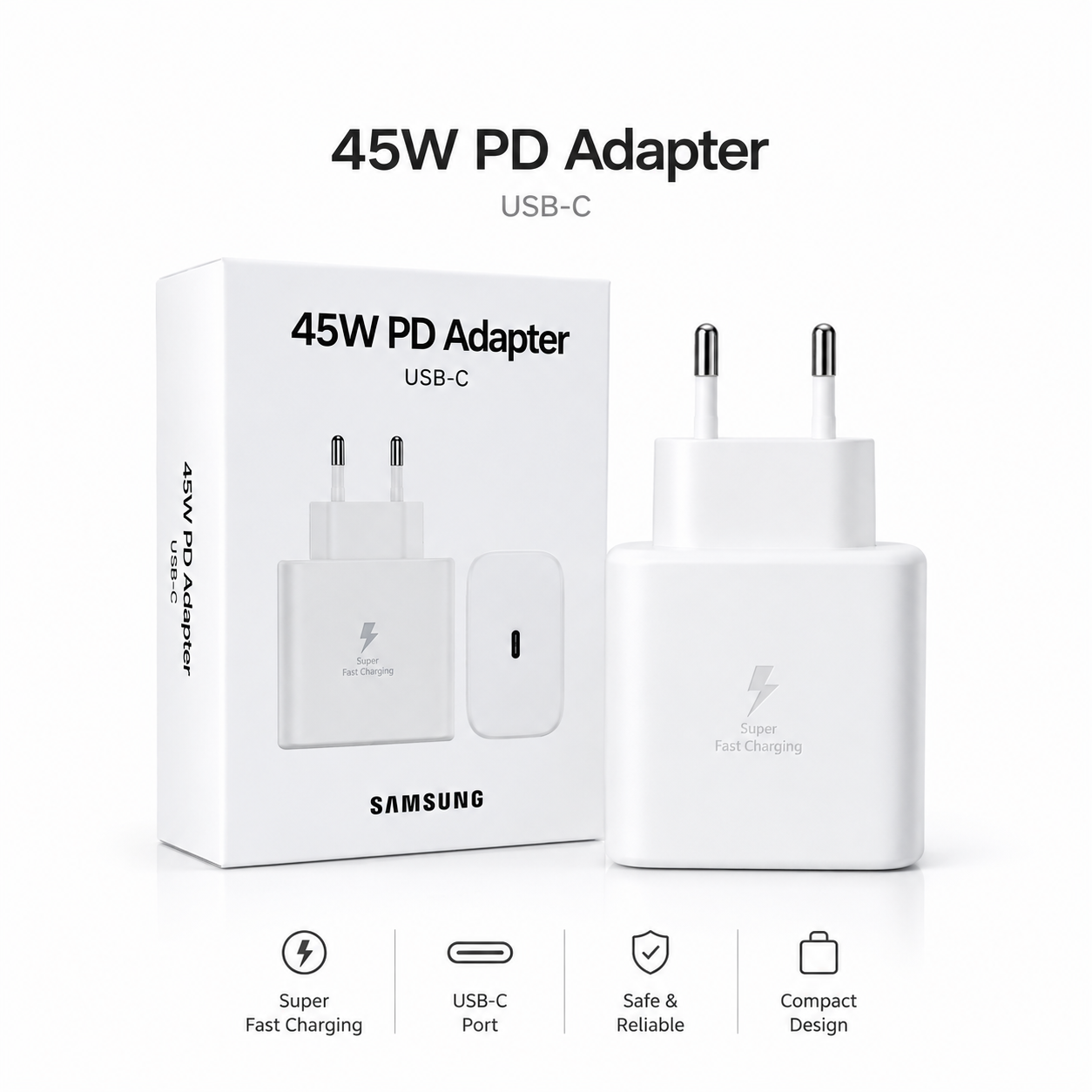 Samsung 45W Super Fast Charger – USB-C PD Fast Charging Adapter