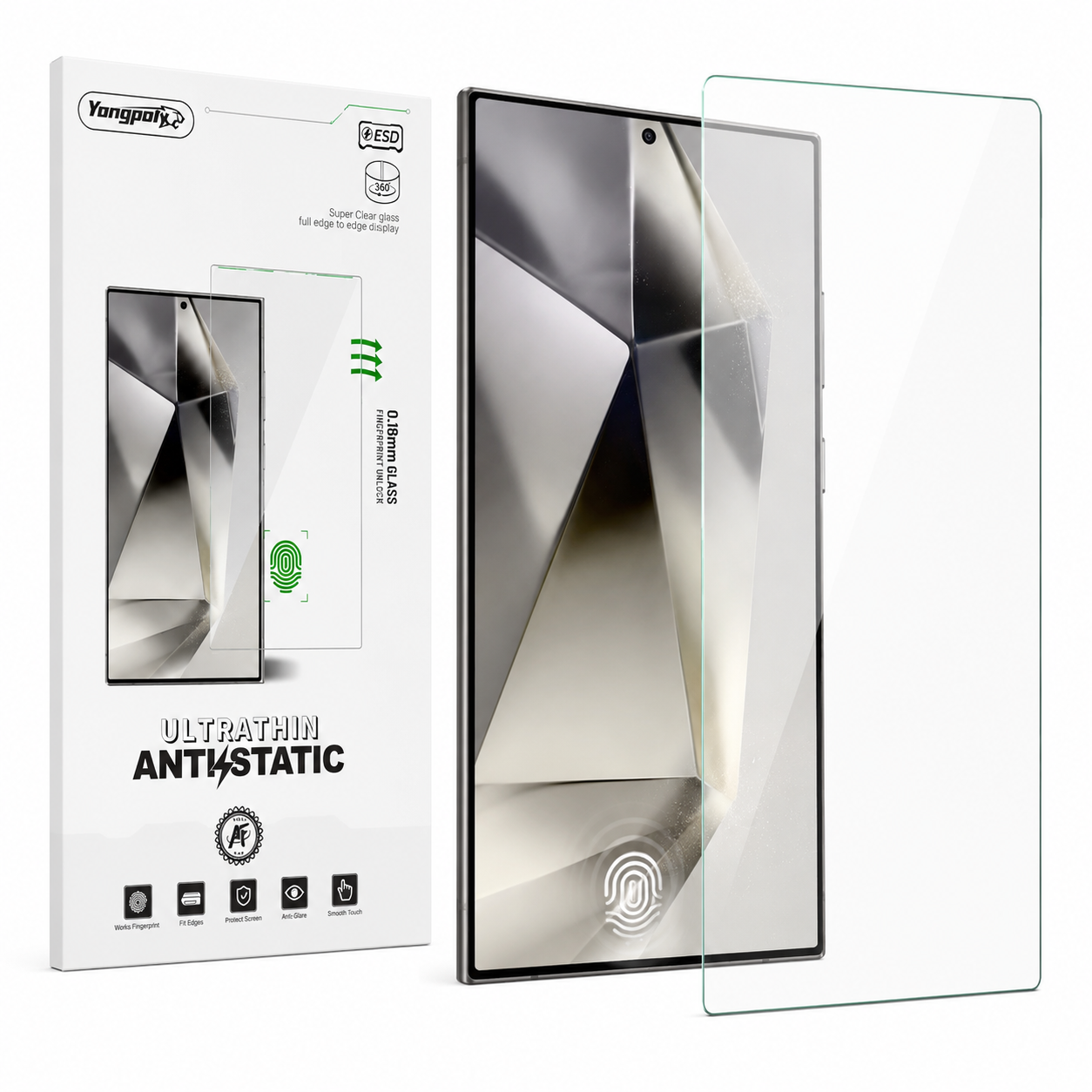 Samsung Galaxy S26 Ultra 0.18mm Ultrathin Anti-Static Tempered Glass Screen Protector – Fingerprint Unlock