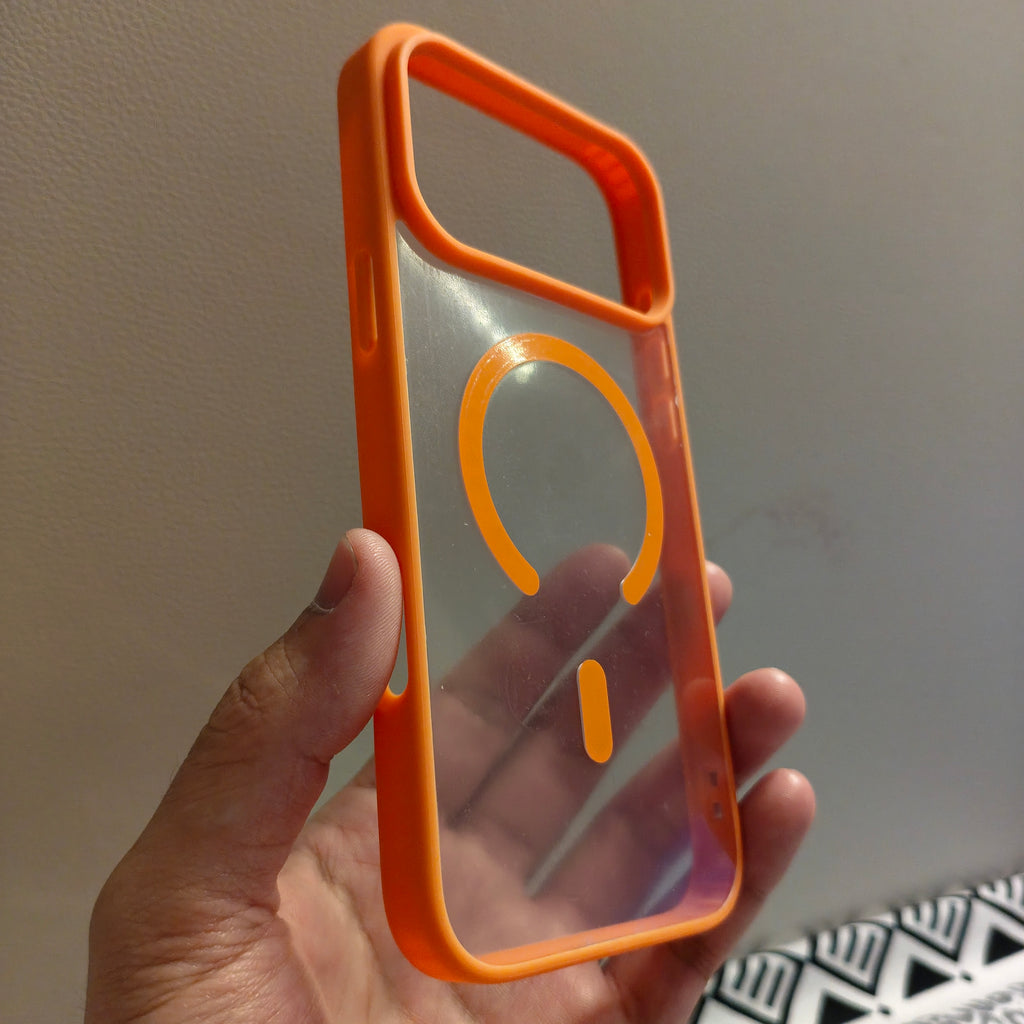 iPhone 17 Pro Max Premium Clear & Orange Magnetic Magsafe cover