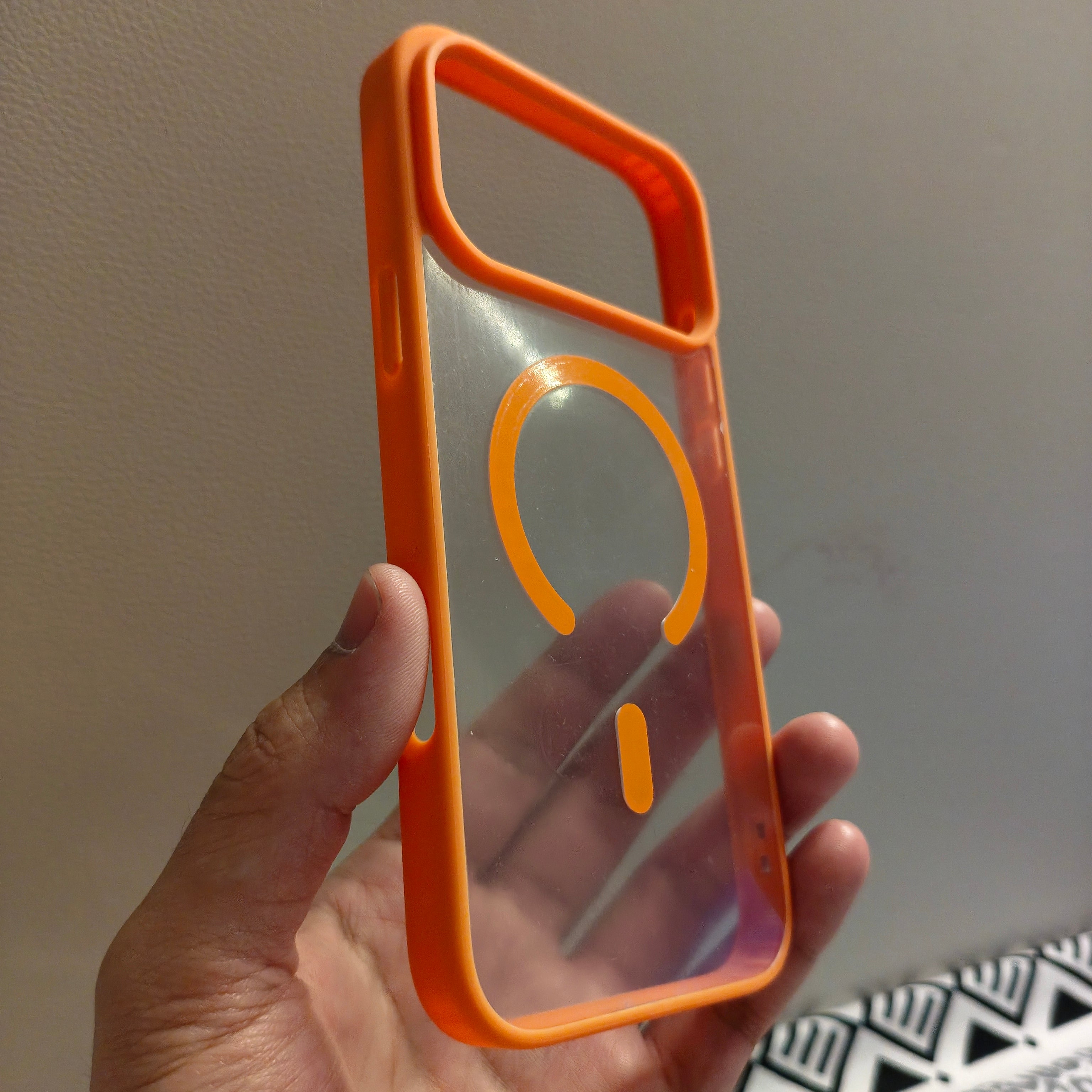 iPhone 17 Pro Max Premium Clear & Orange Magnetic Magsafe cover