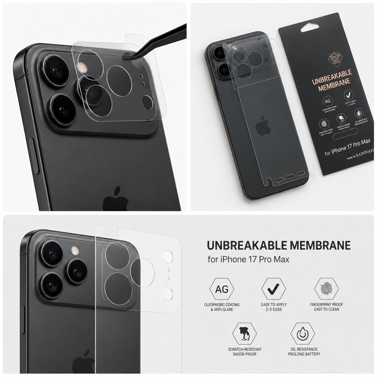 Unbreakable Membrane Back Protector for iPhone 17 Pro Max