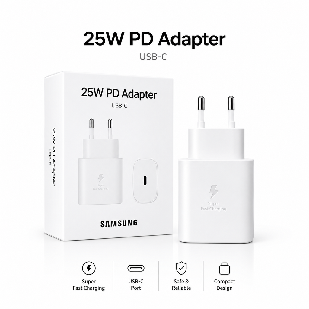 Samsung 25W PD Fast Charger USB-C Adapter | Super Fast Charging Wall Charger