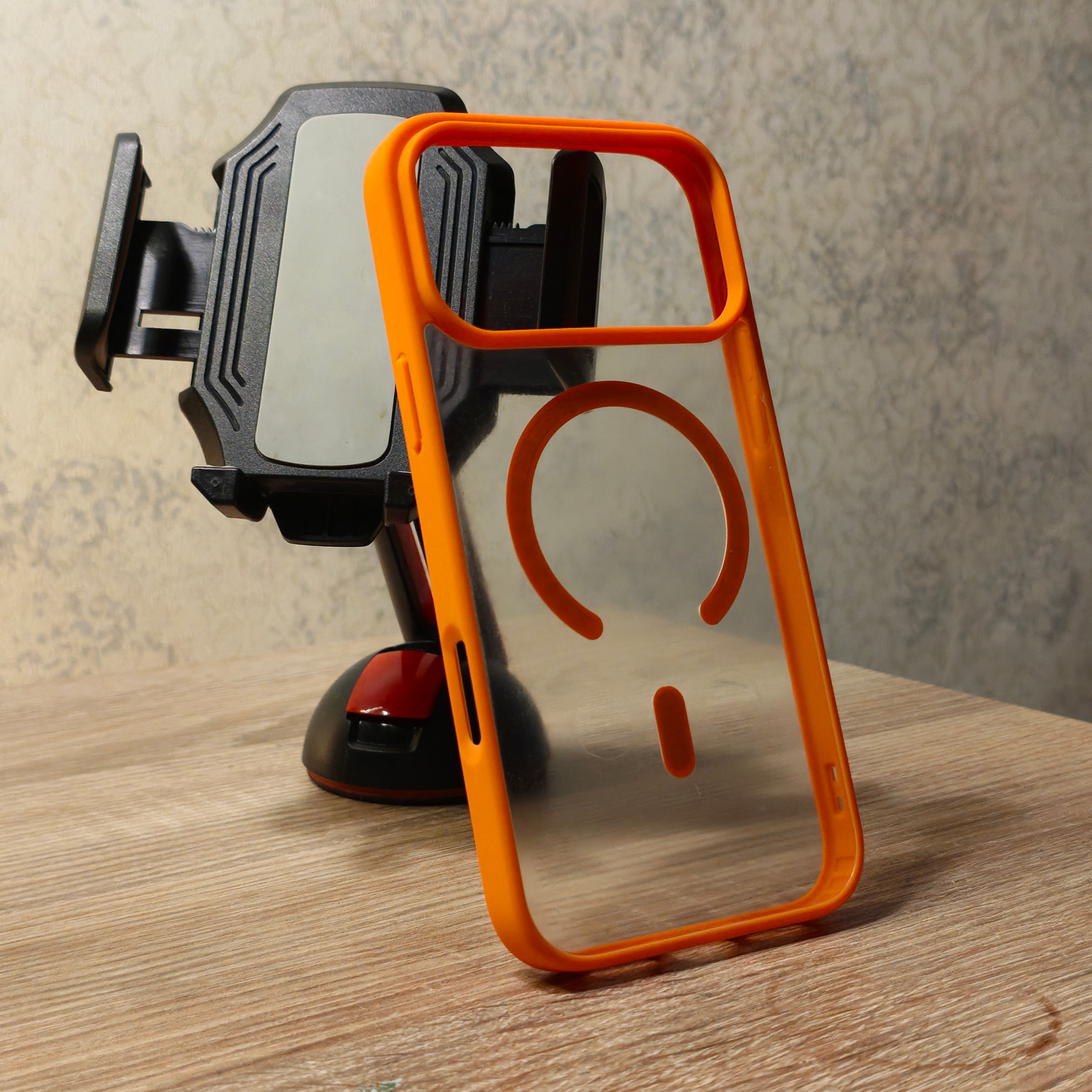 iPhone 17 Pro Max Premium Clear & Orange Magnetic Magsafe cover