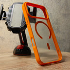 iPhone 17 Pro Max MagSafe Case – Transparent Clear Case with Orange Protective Bumper