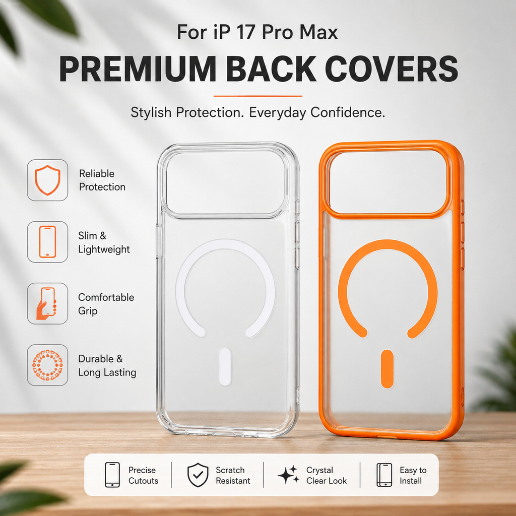 iPhone 17 Pro Max Premium Clear & Orange Magnetic Magsafe cover